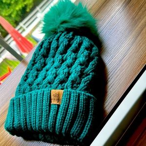 Warm fluffy cozy winter Pom Pom hat